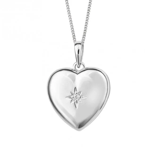 Zirconia Starbust Heart Locket Pendant P5229C